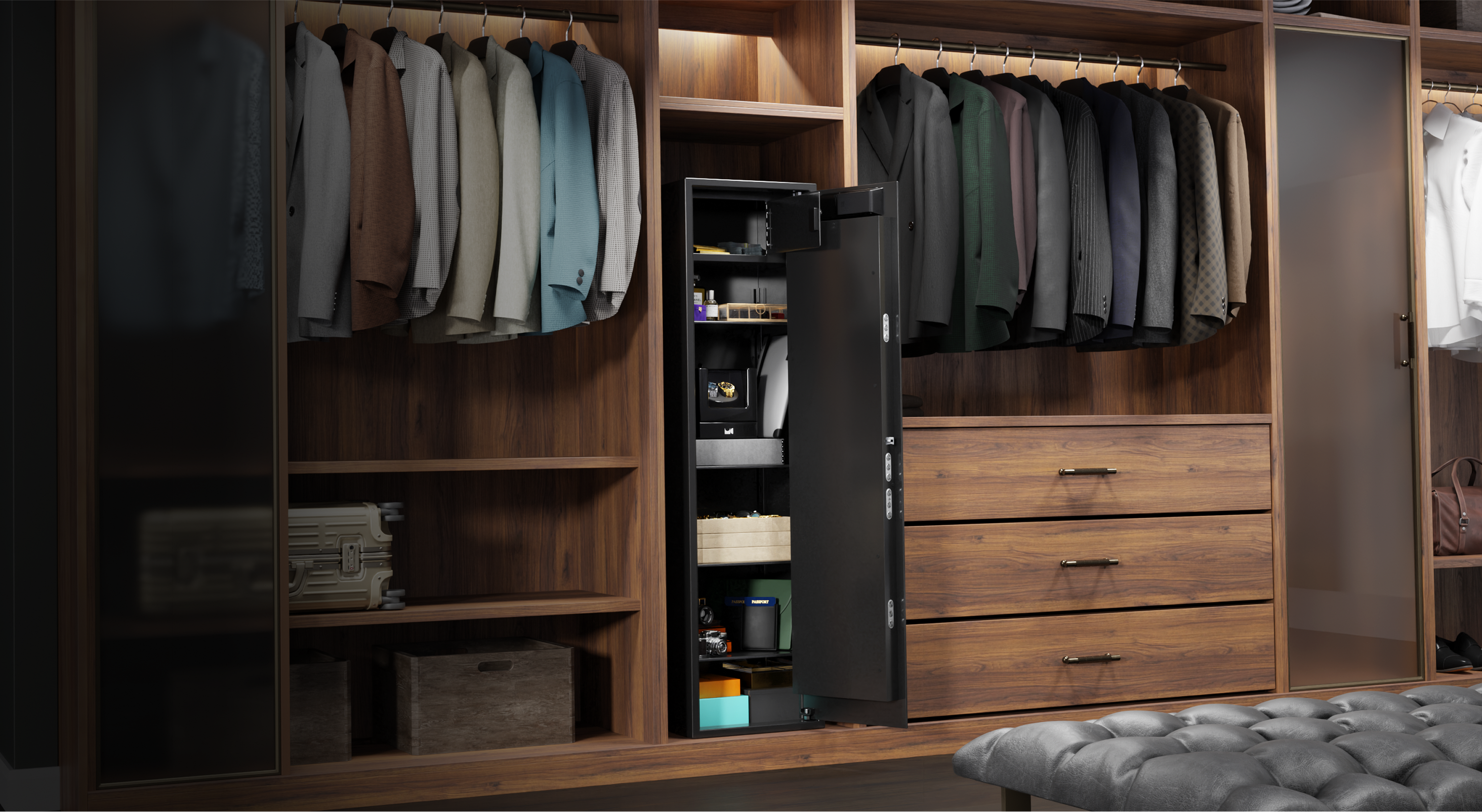 <h2>Sleek safes that <br/>blend in your <strong><br/>Closet</strong></h2>