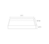 Line drawing of the Single Space Tray with dimensions of 11 inches in length, 9.5 inches in width, and 1.5 inches in height