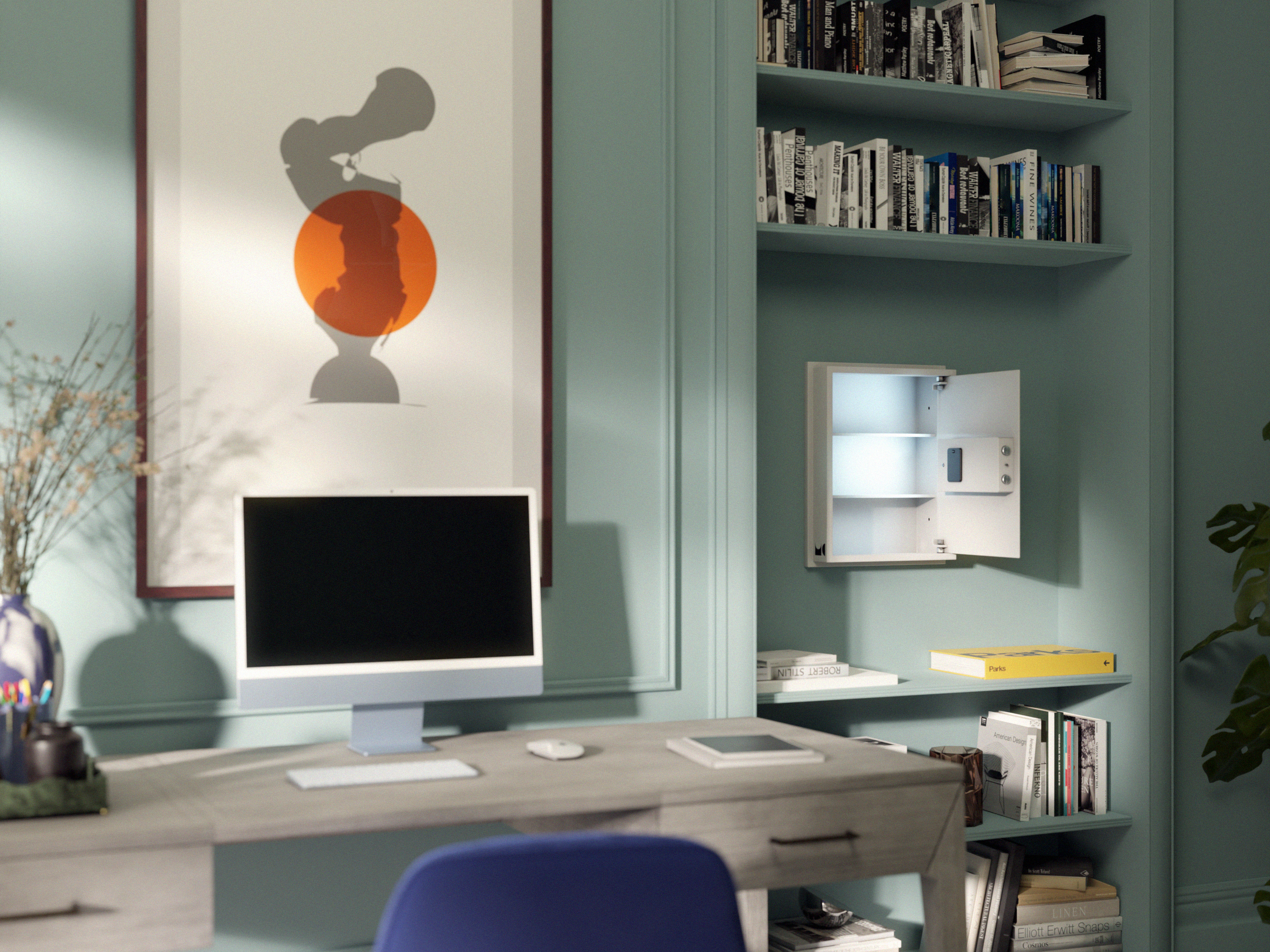 Wall Safe Open in Office