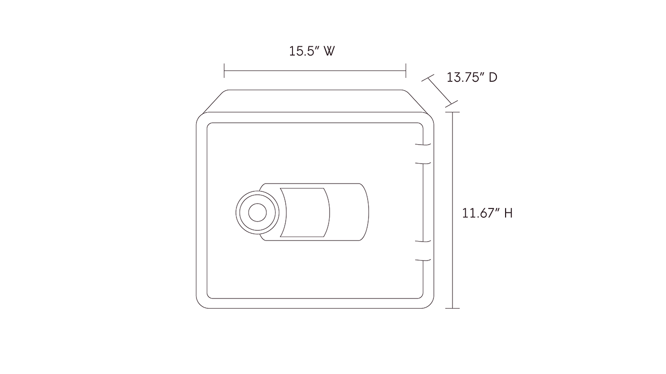 Dimensions of a Mycube Fire: 15.5" W - 13.75" D - 11.67" H